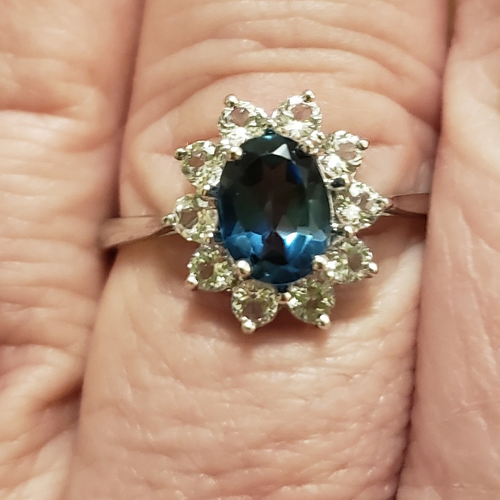 Size 10, London Blue Topaz & White Topaz, 925 Silver, TGW 2.21 carats, NWT